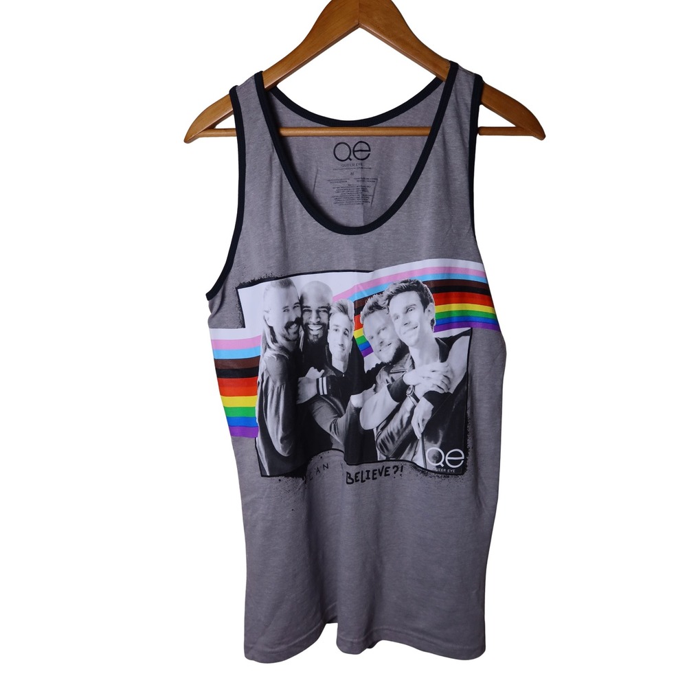 Queer Eye Fab Five Graphic Tank Top Gray Rainbow Pride Mens Size M NWT